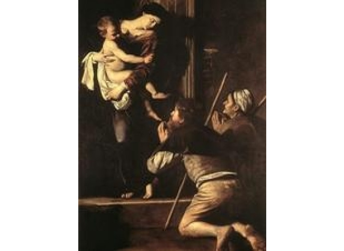 caravaggio madonna con pellegrini